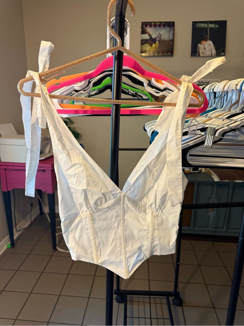 White Tie-Shoulder V-Neck Camisole Top